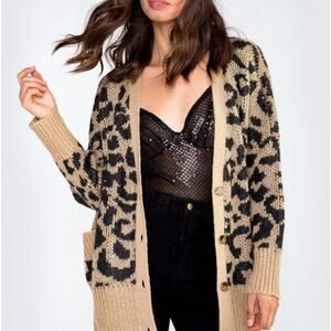 Wildfox Roar Leopard Tilly Cardigan Button Up Sweater